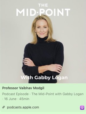 Professor Vaibhav Modgil on The Mid Point with Gabby Logan podcast